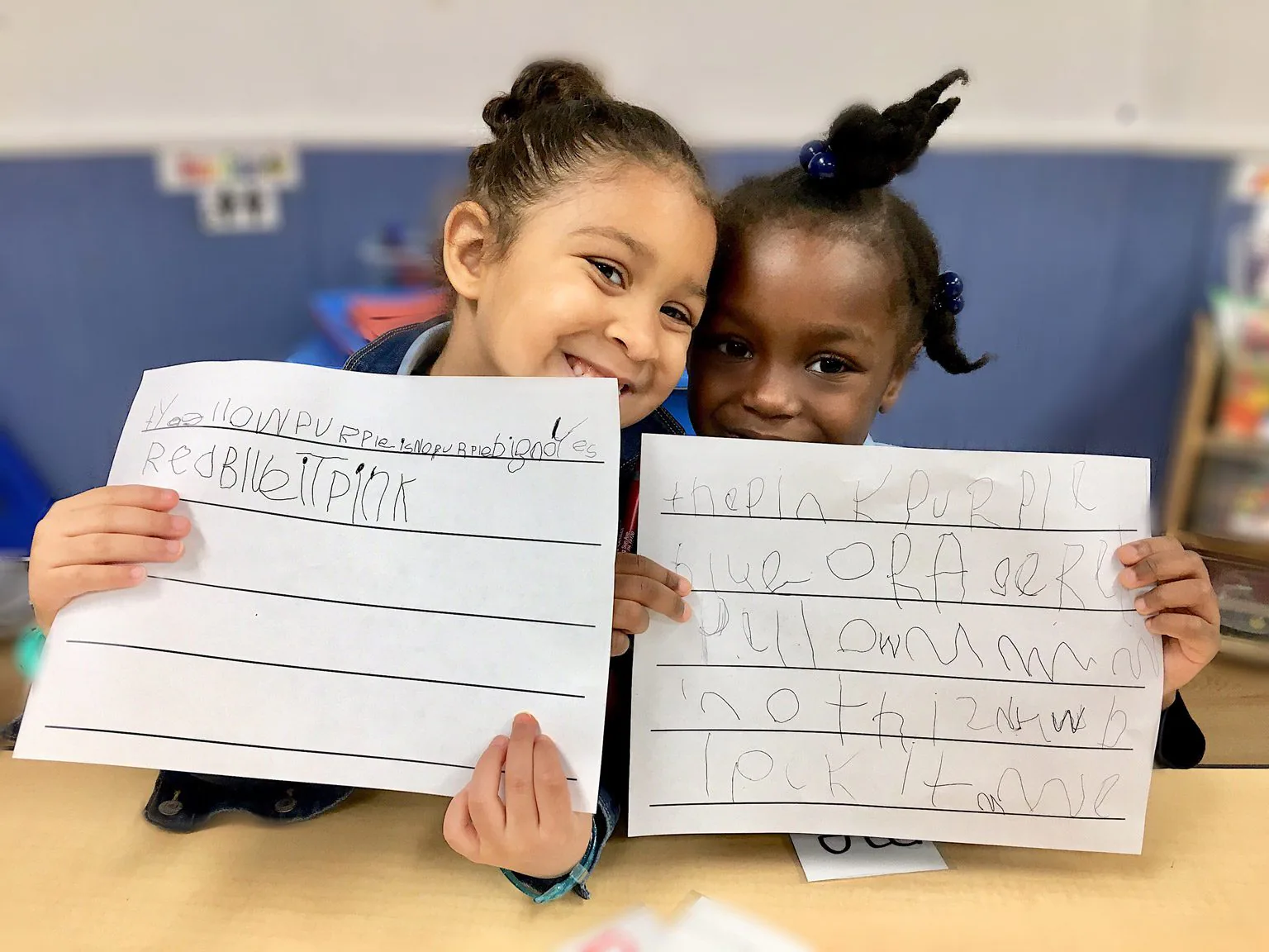 Children's letter and literacy materials in a Rising Sun classroom.