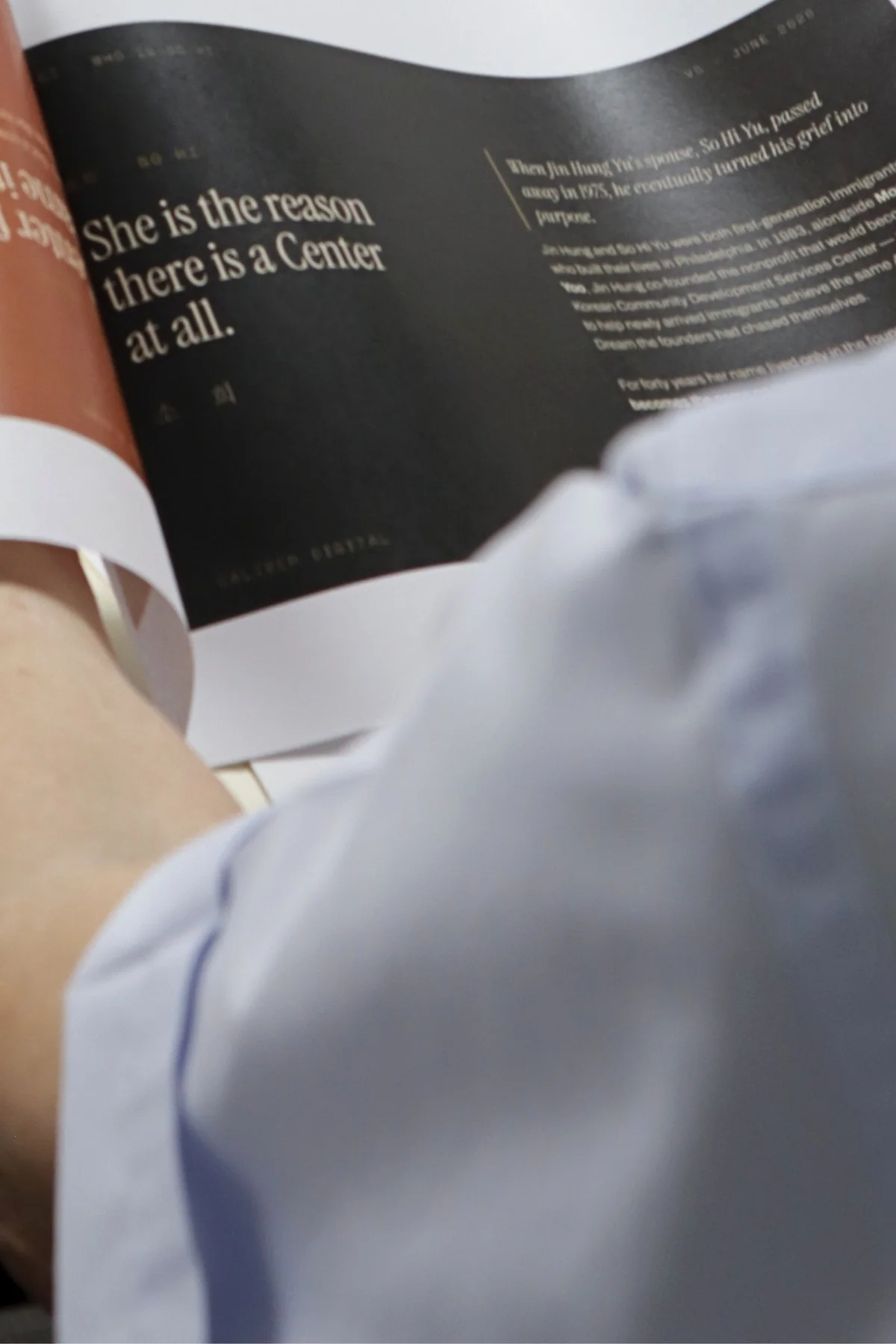 A close view of the printed SoHi family-story presentation.